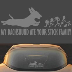 My Dachshund Ate Your Stick Family Decal Sticker Grey