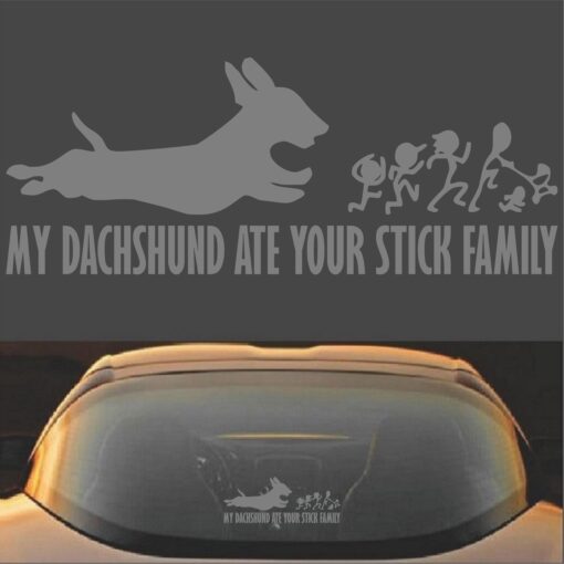 My Dachshund Ate Your Stick Family Decal Sticker Grey