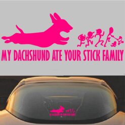 My Dachshund Ate Your Stick Family Decal Sticker Hot Pink