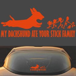 My Dachshund Ate Your Stick Family Decal Sticker Orange