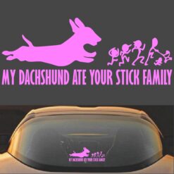 My Dachshund Ate Your Stick Family Decal Sticker Soft Pink