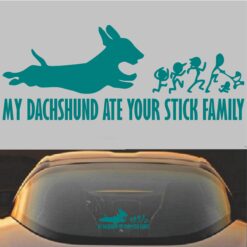 My Dachshund Ate Your Stick Family Decal Sticker Teal