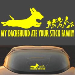 My Dachshund Ate Your Stick Family Decal Sticker Yellow