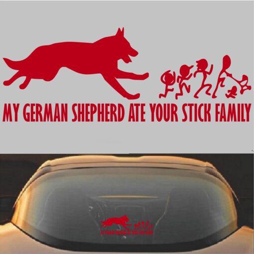 My German Shepherd Ate Your Stick Family Vinyl Decal Sticker