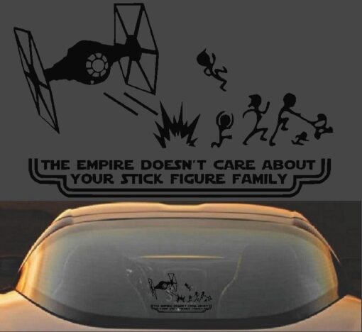 The Empire Doesn't Care About Your Stick Figure Family Funny Star Wars Vinyl Decal Sticker - Image 2