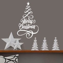 Merry Christmas Tree Decal Sticker