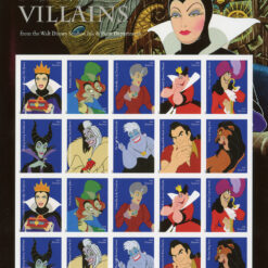 US #5213-22 2017 Disney Villains Stamp Set – 5 Sheets of 20 Stamps featuring Maleficent, Ursula, Scar & More – Discounted Price