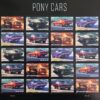 2022 Pony Cars Forever Stamps featuring iconic muscle cars including the Ford Mustang, Chevy Camaro, and more, capturing the spirit of 1960s American automotive design.