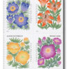 2022 Mountain Flora Forever Stamps showcasing four alpine wildflowers, including pasqueflower, wood lily, alpine buttercup, and Woods' rose.